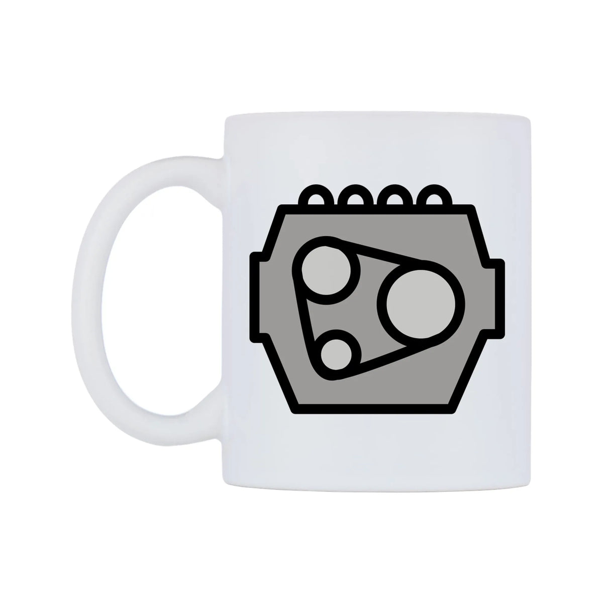 Motor Emoji Mug — mug, right side, on a white background