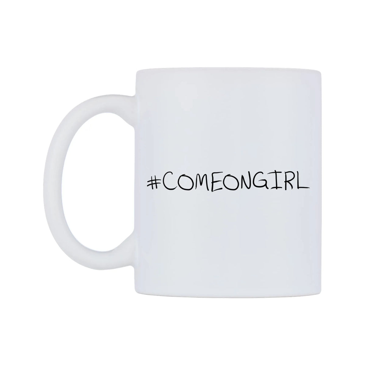 COMEONGIRL Mug — mug, right side, on a white background