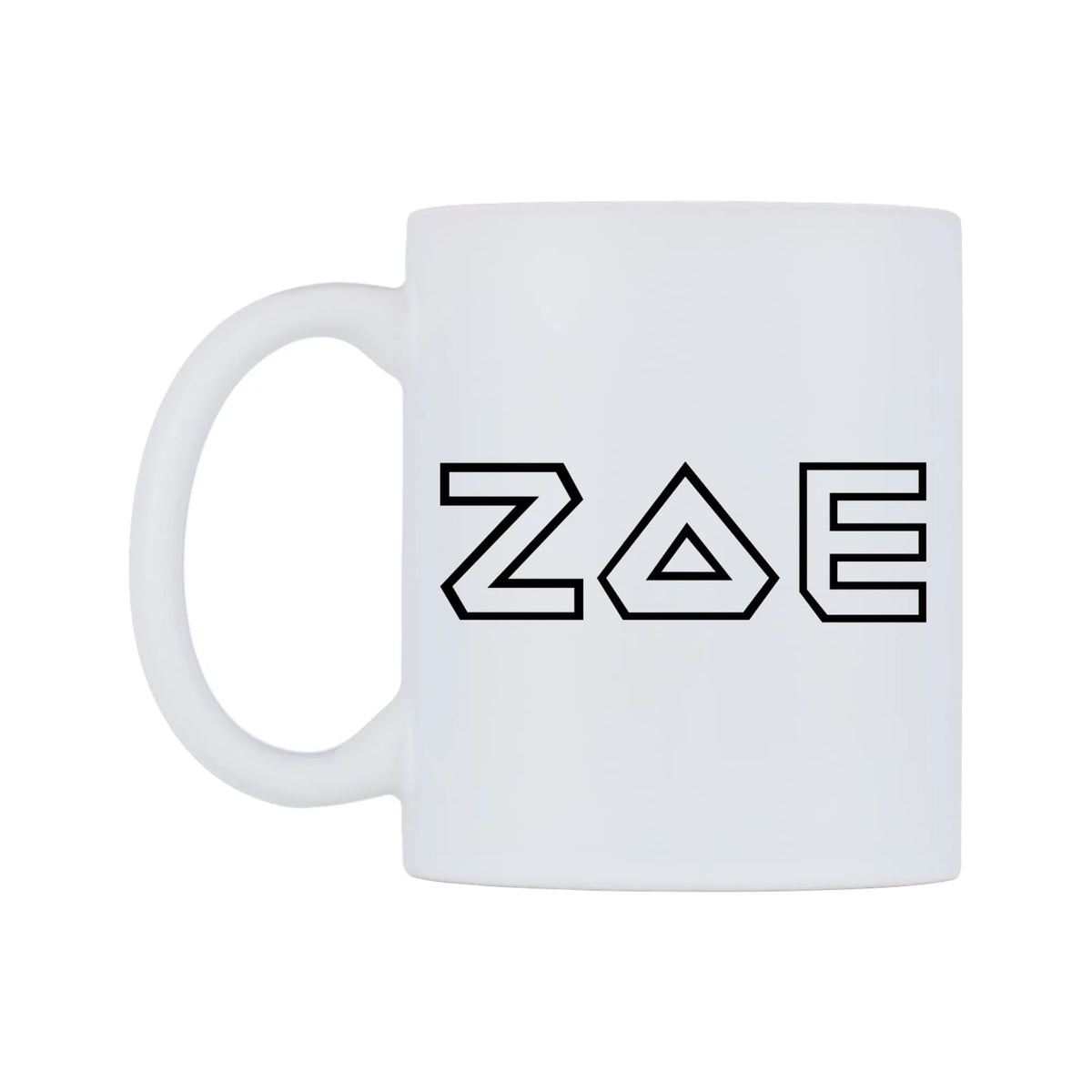Zoe - Iron Maiden Themed Mug — white 11oz gloss mug, right side, on a white background