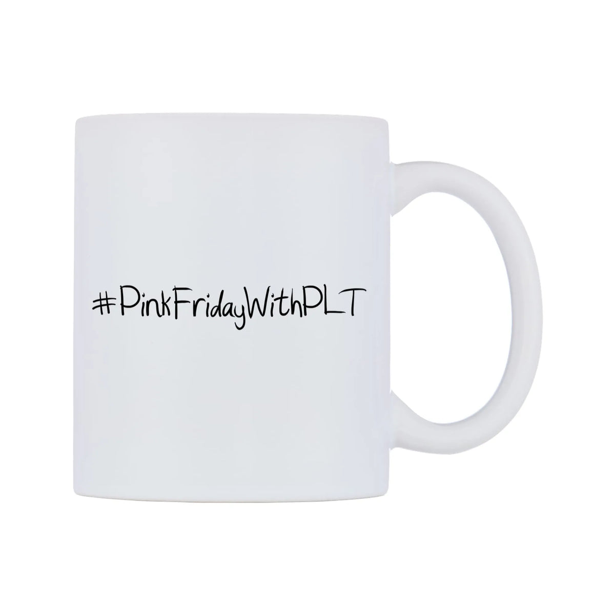 PinkFridayWithPLT Mug — mug, left side, on a white background