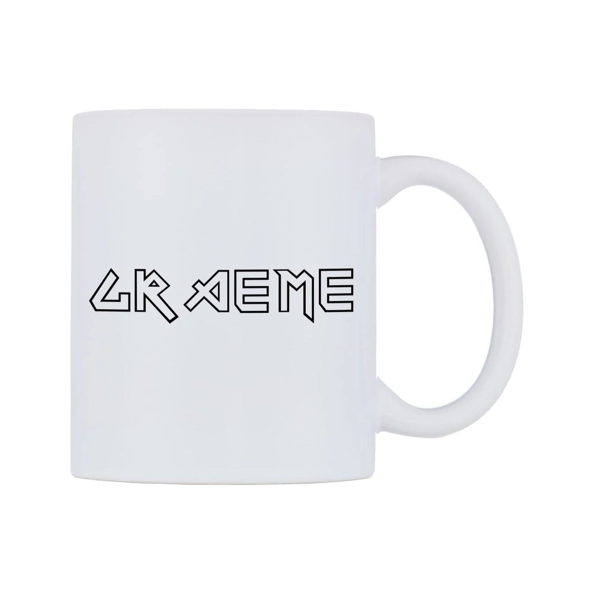 Graeme - Iron Maiden Themed Mug — white 11oz gloss mug, left side, on a white background