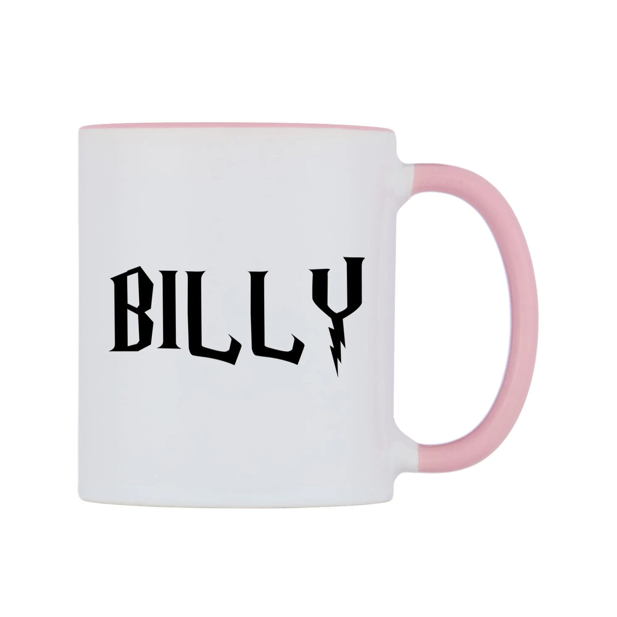 Billy - Wizard Themed Mug — white 11oz gloss mug with a pink inside and handle, left side, on a white background