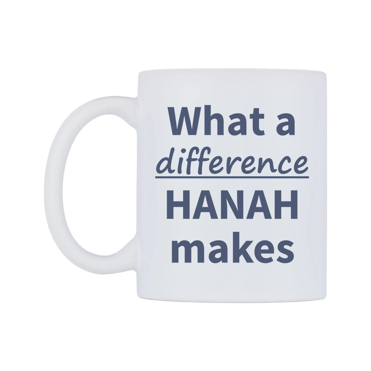 What a difference HANAH makes Mug — mug, right side, on a white background