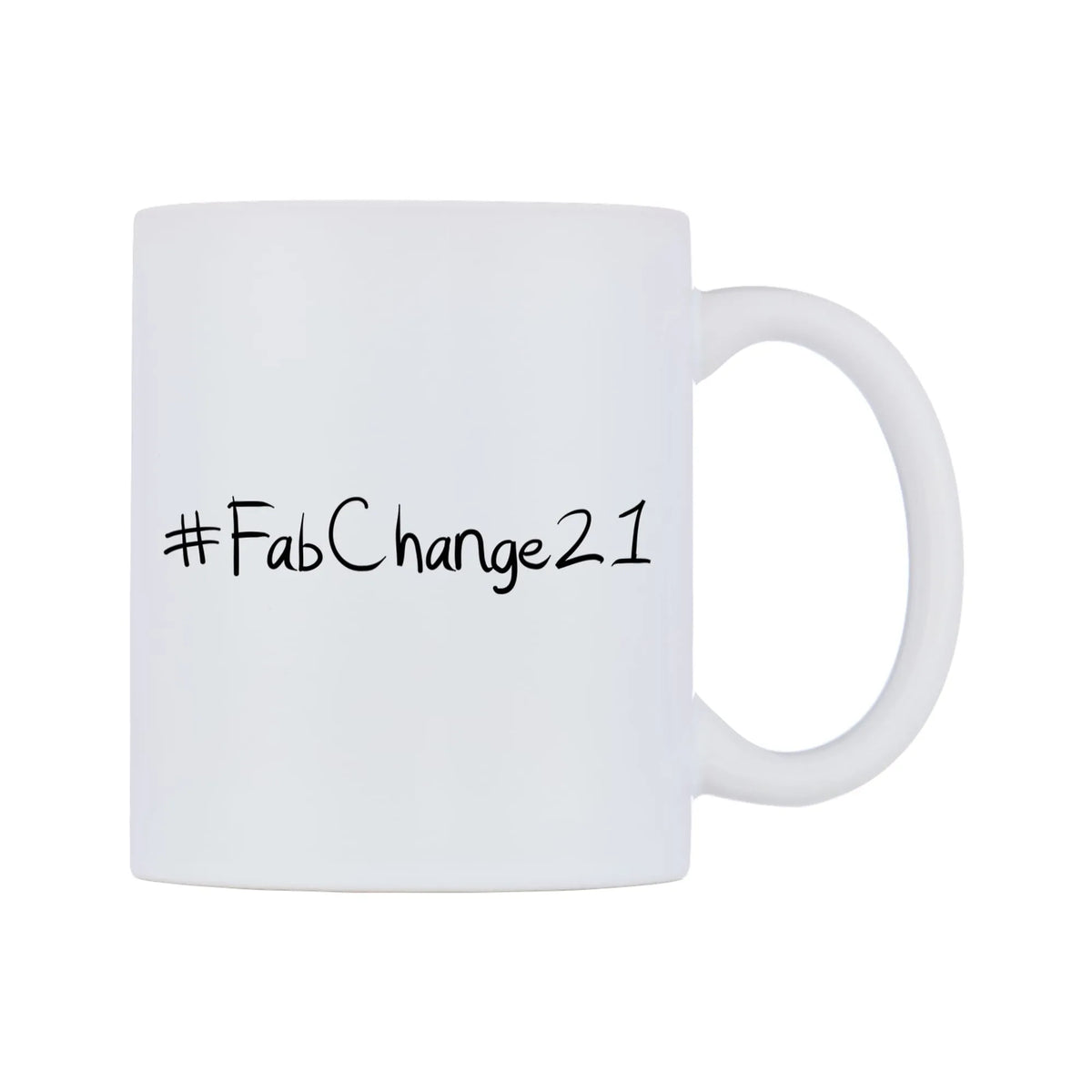 FabChange21 Mug — mug, left side, on a white background