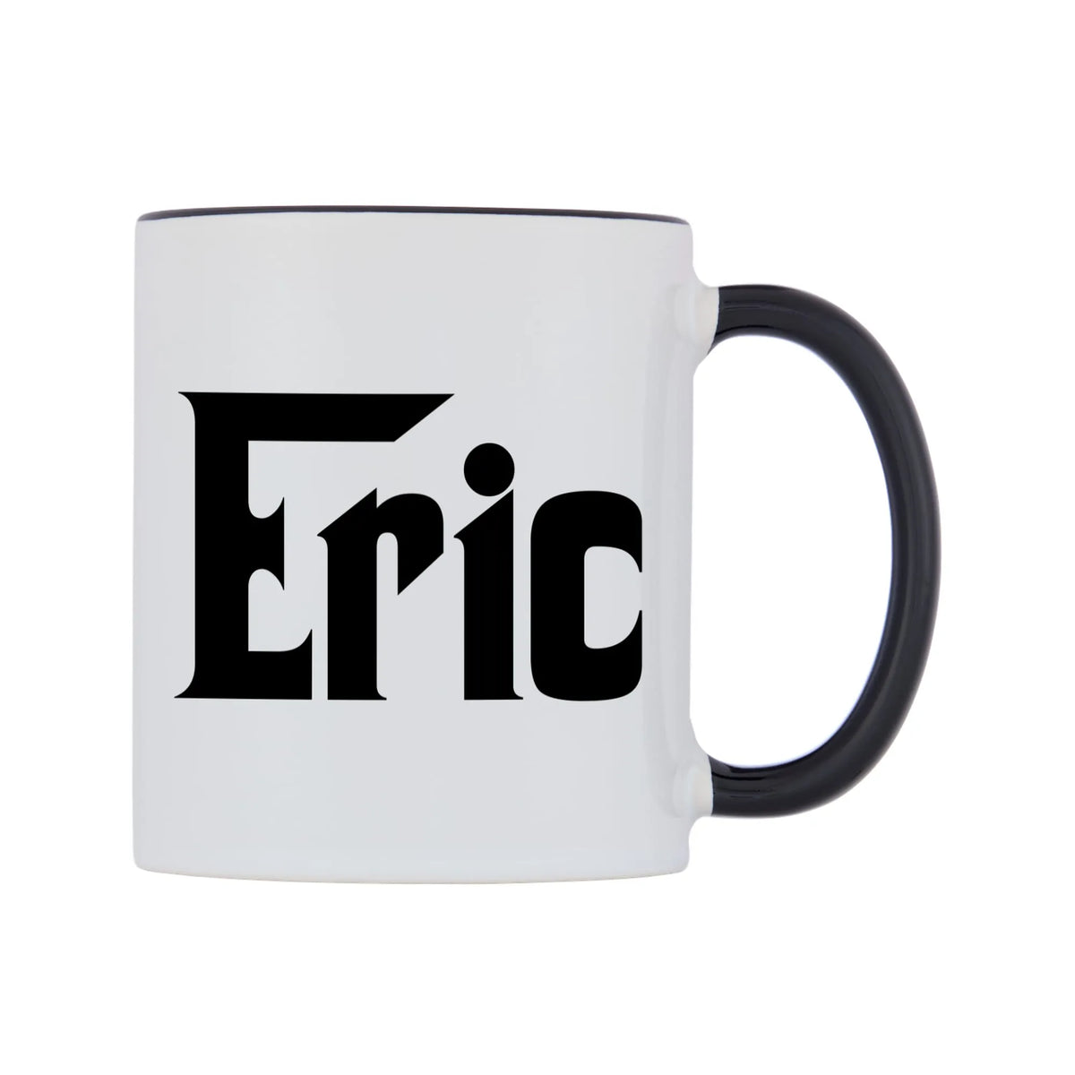 Eric - Godfather Themed Mug — white 11oz gloss mug with a black inside and handle, left side, on a white background