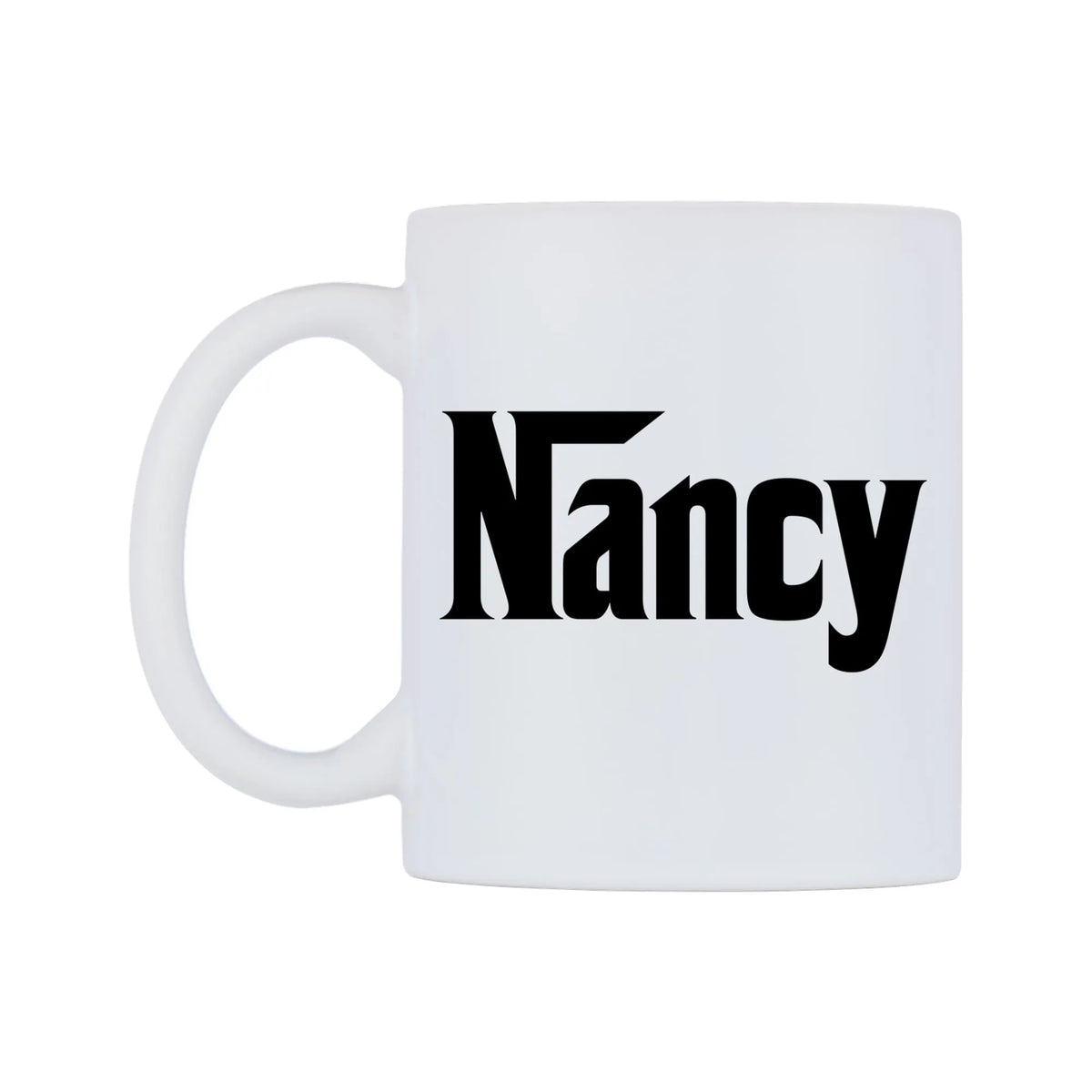 Nancy - Godfather Themed Mug — white 11oz gloss mug, right side, on a white background