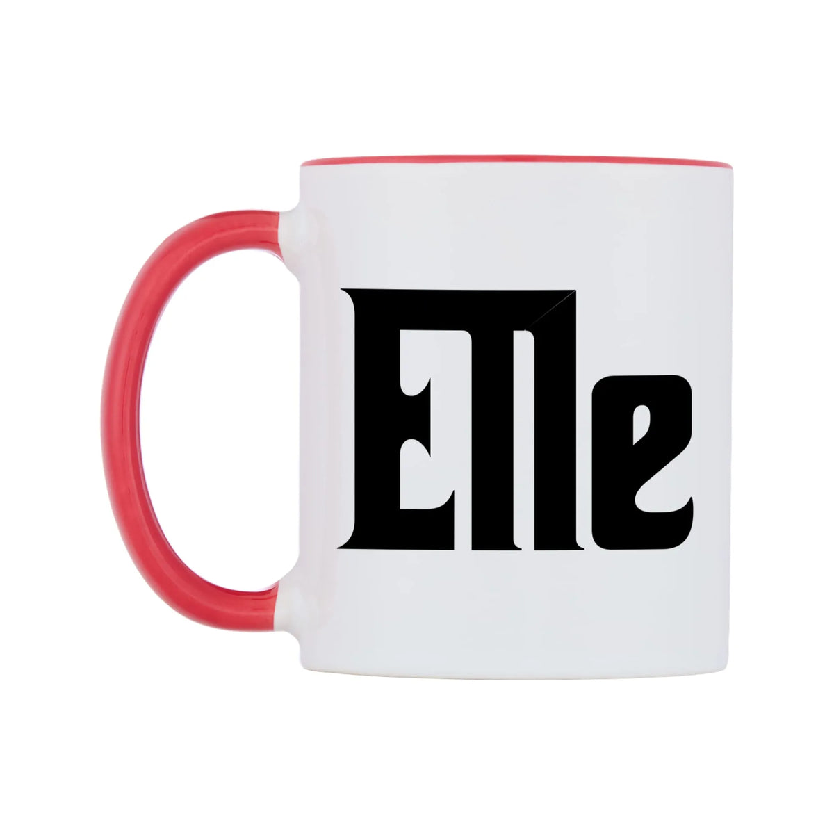 Elle - Godfather Themed Mug — white 11oz gloss mug with a red inside and handle, right side, on a white background