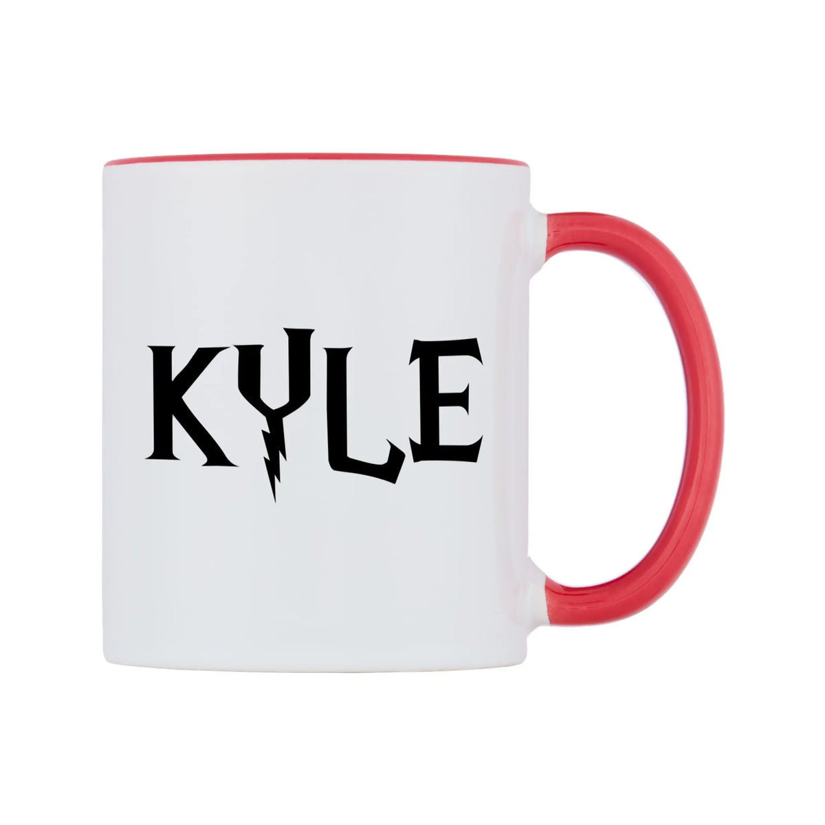 Kyle - Wizard Themed Mug — white 11oz gloss mug with a red inside and handle, left side, on a white background