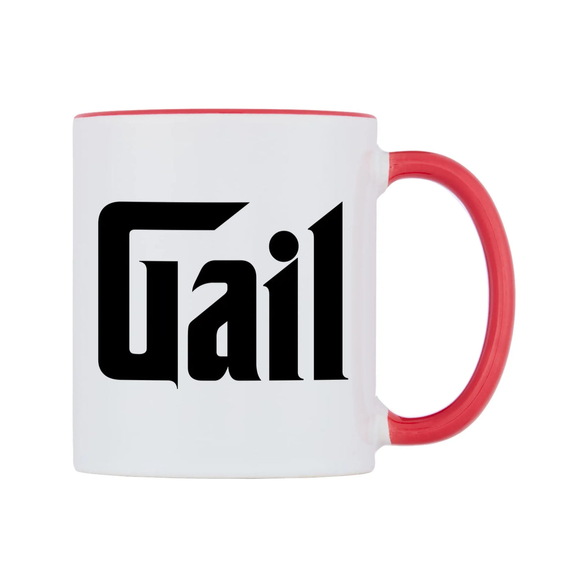 Gail - Godfather Themed Mug — white 11oz gloss mug with a red inside and handle, left side, on a white background