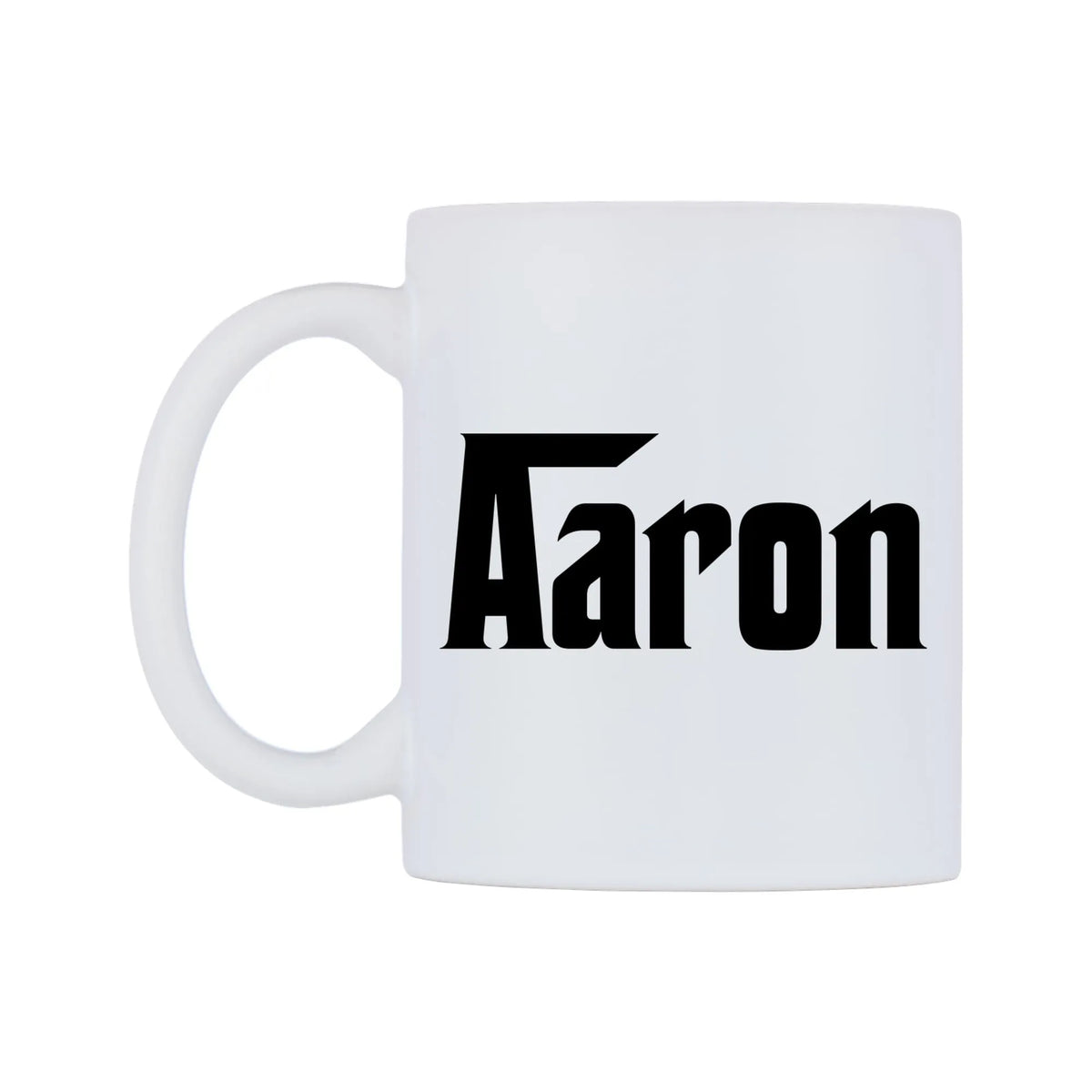 Aaron - Godfather Themed Mug — white 11oz gloss mug, right side, on a white background
