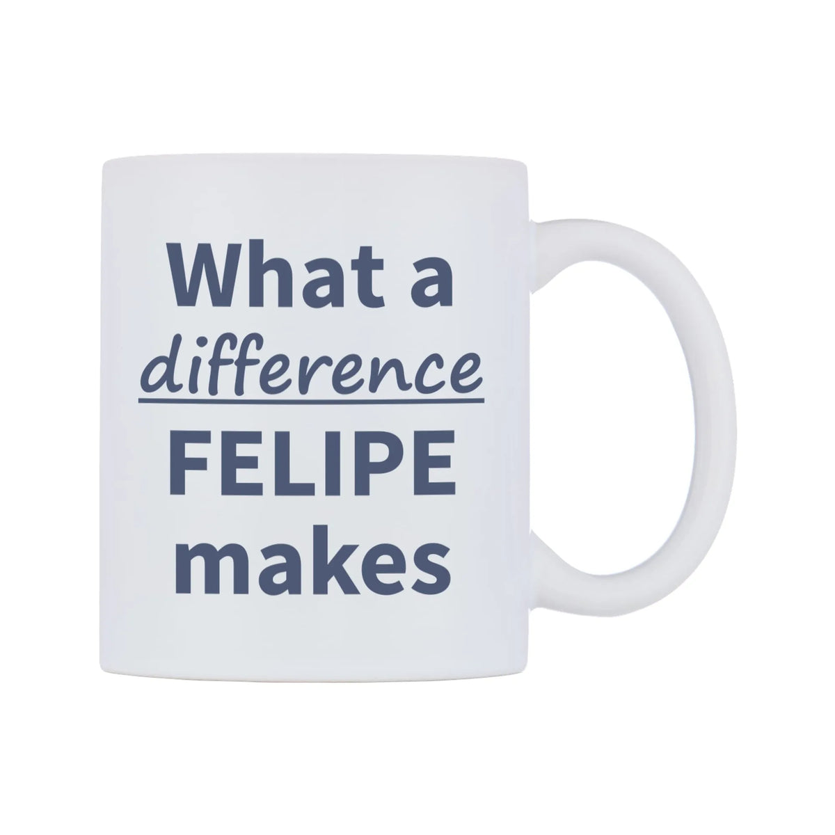 What a difference FELIPE makes Mug — mug, left side, on a white background