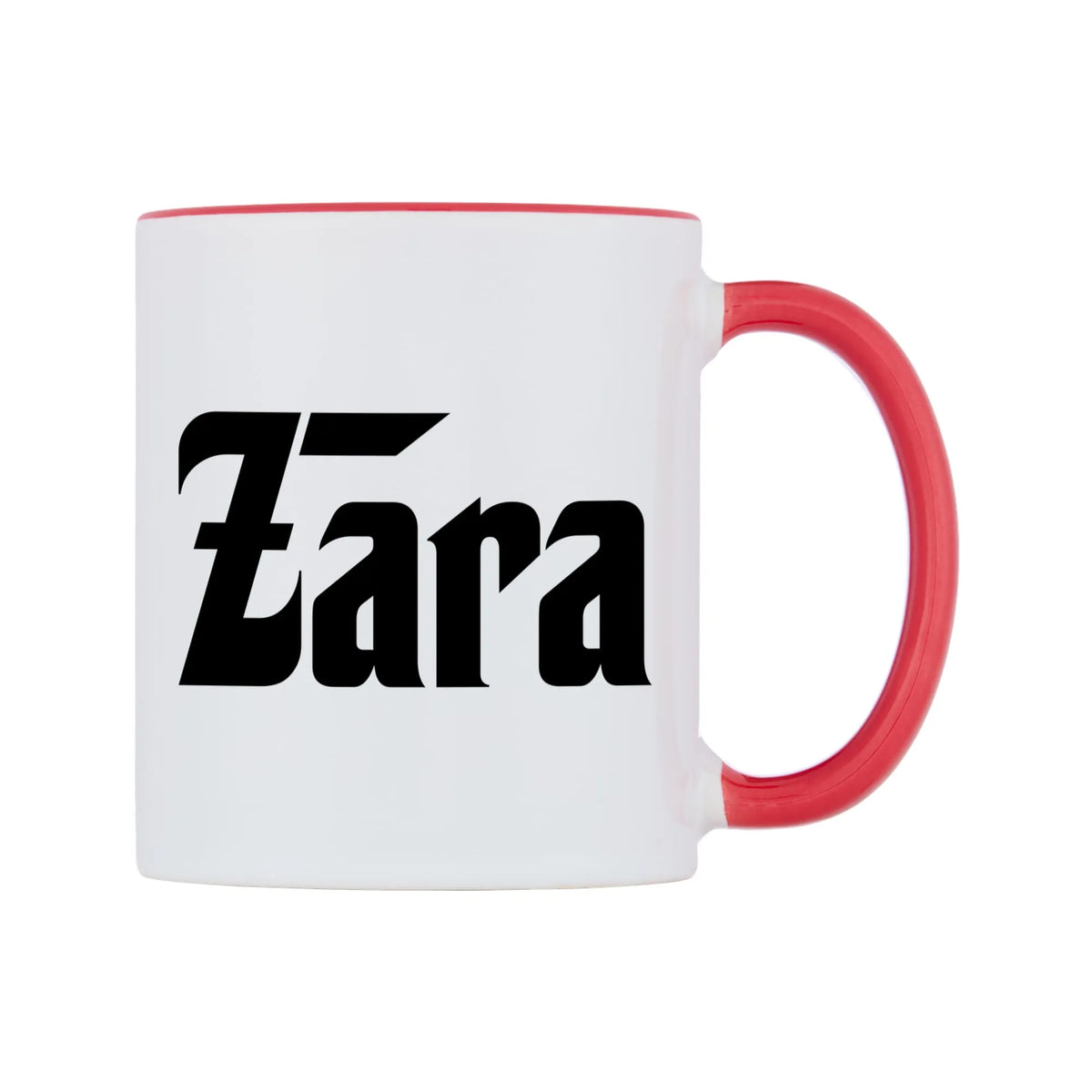 Zara - Godfather Themed Mug — white 11oz gloss mug with a red inside and handle, left side, on a white background