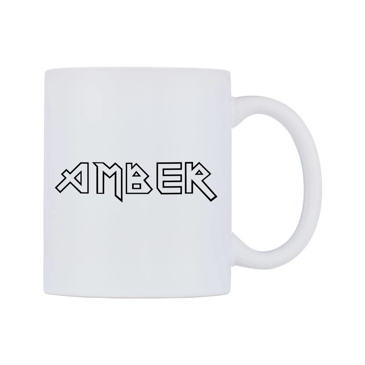 Amber - Iron Maiden Themed Mug — white 11oz gloss mug, left side, on a white background