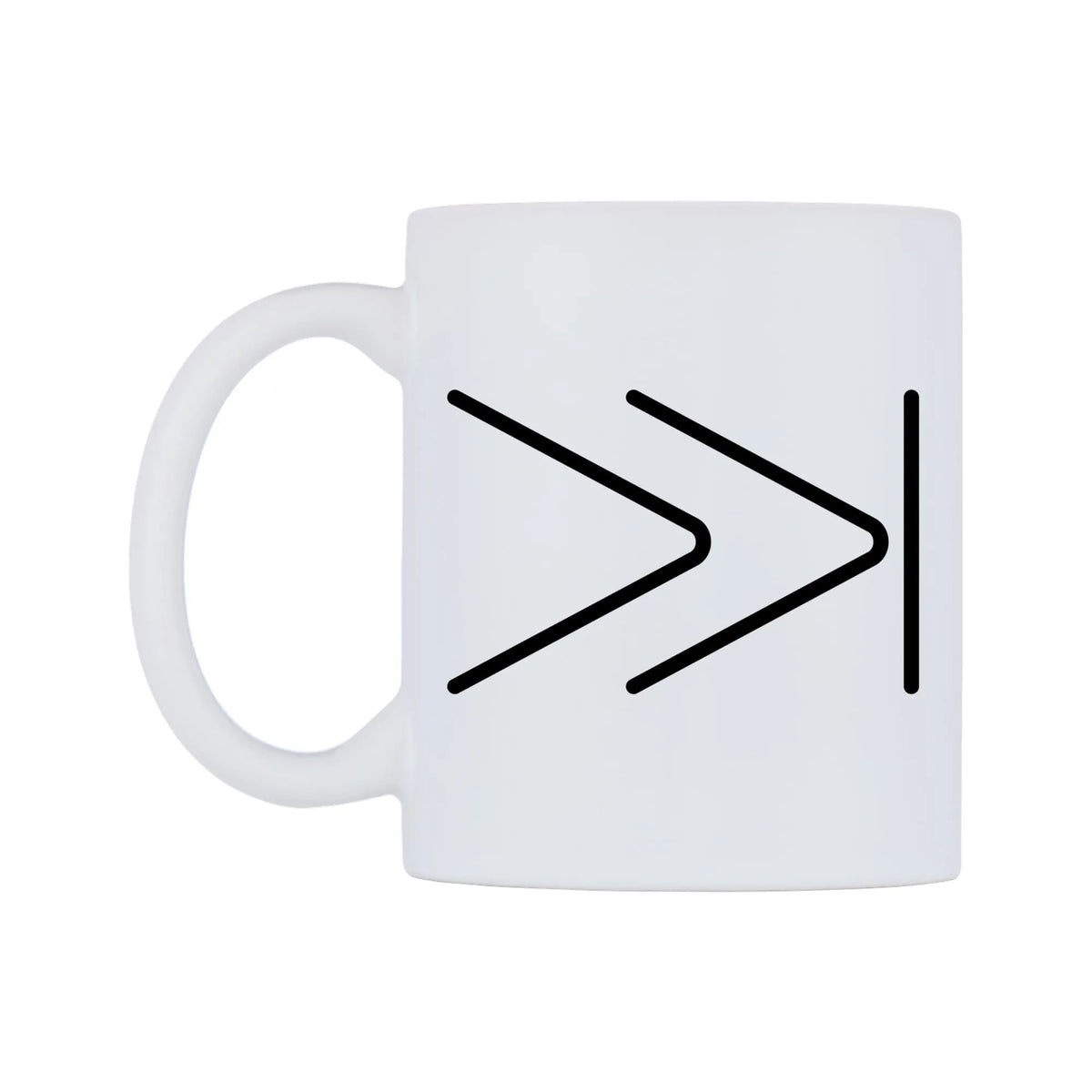 Next Track Button Emoji Mug — mug, right side, on a white background