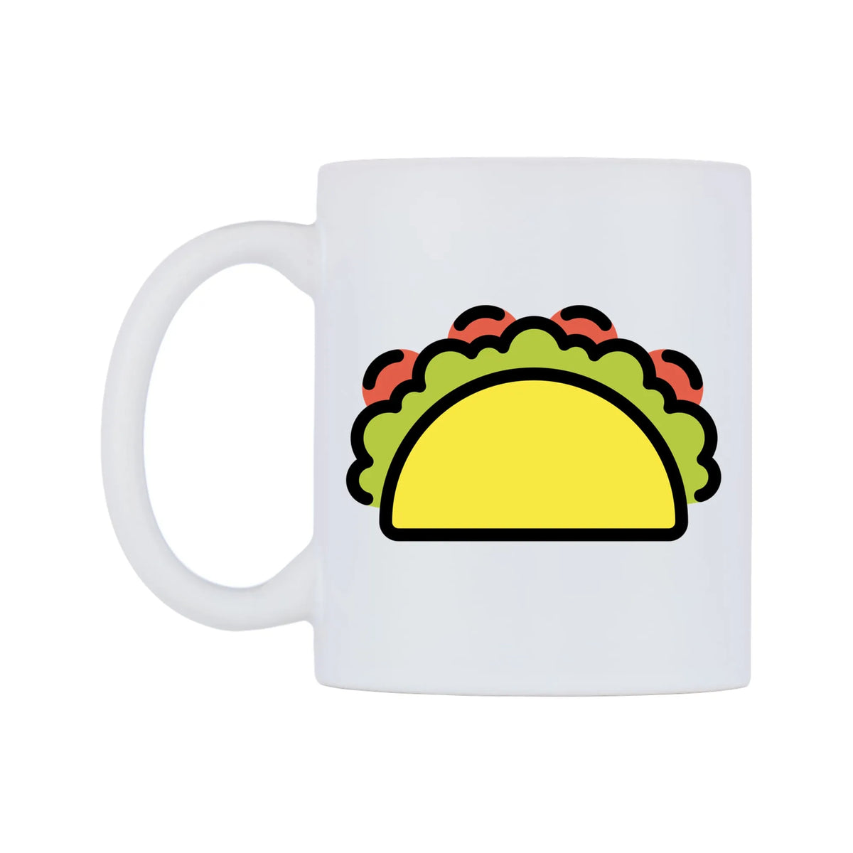 Taco Emoji Mug — mug, right side, on a white background