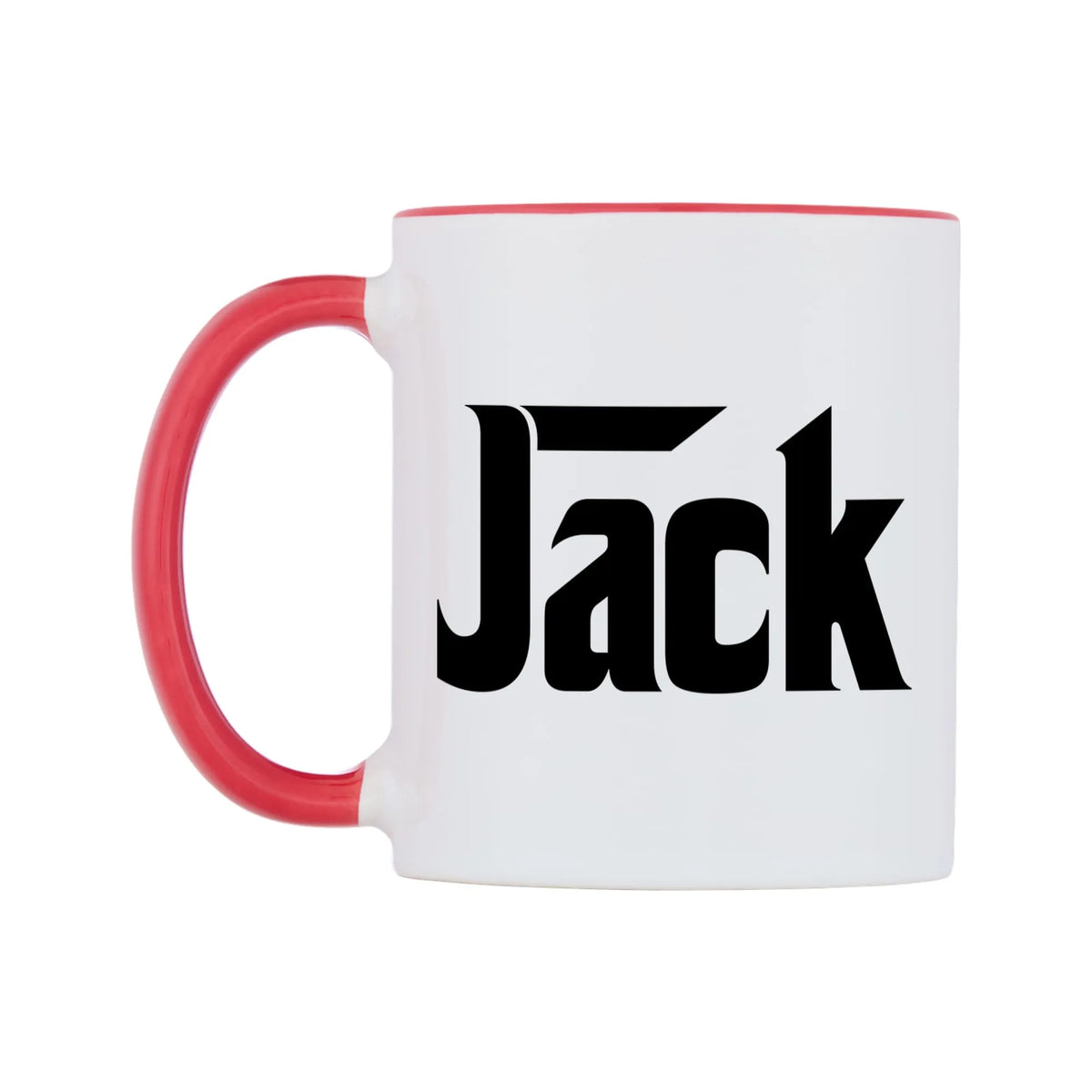 Jack - Godfather Themed Mug — white 11oz gloss mug with a red inside and handle, right side, on a white background