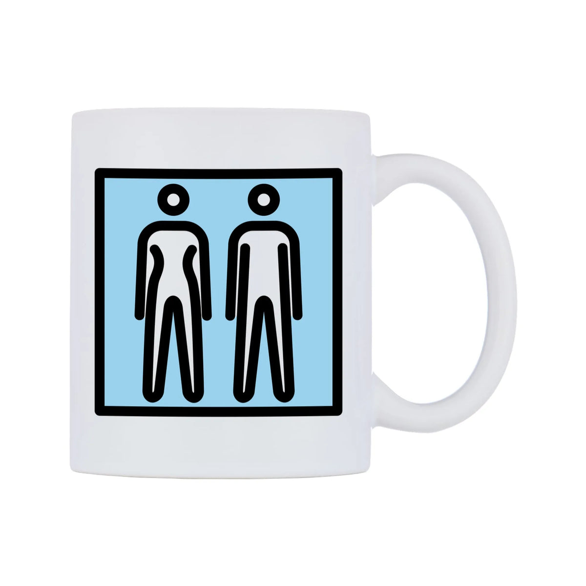 Restroom Emoji Mug — mug, left side, on a white background