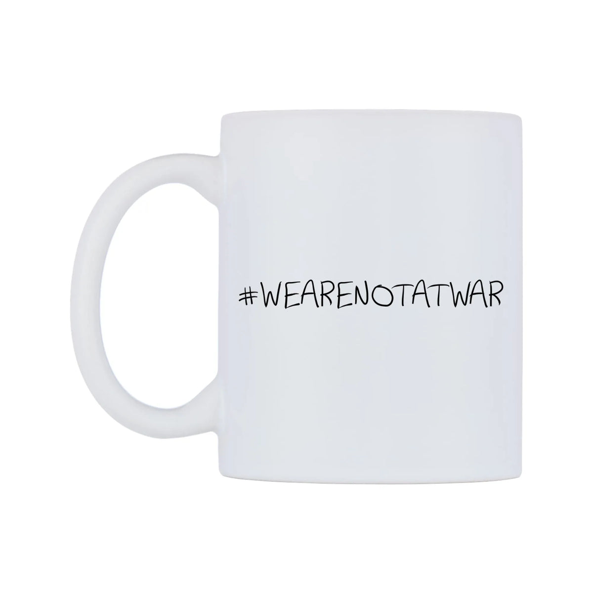 WEARENOTATWAR Mug — mug, right side, on a white background