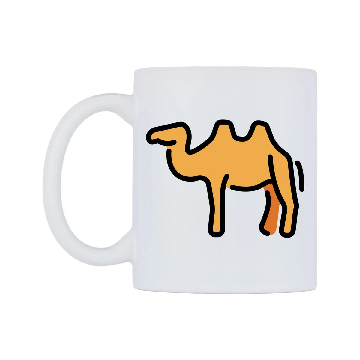 Two-Hump Camel Emoji Mug — mug, right side, on a white background
