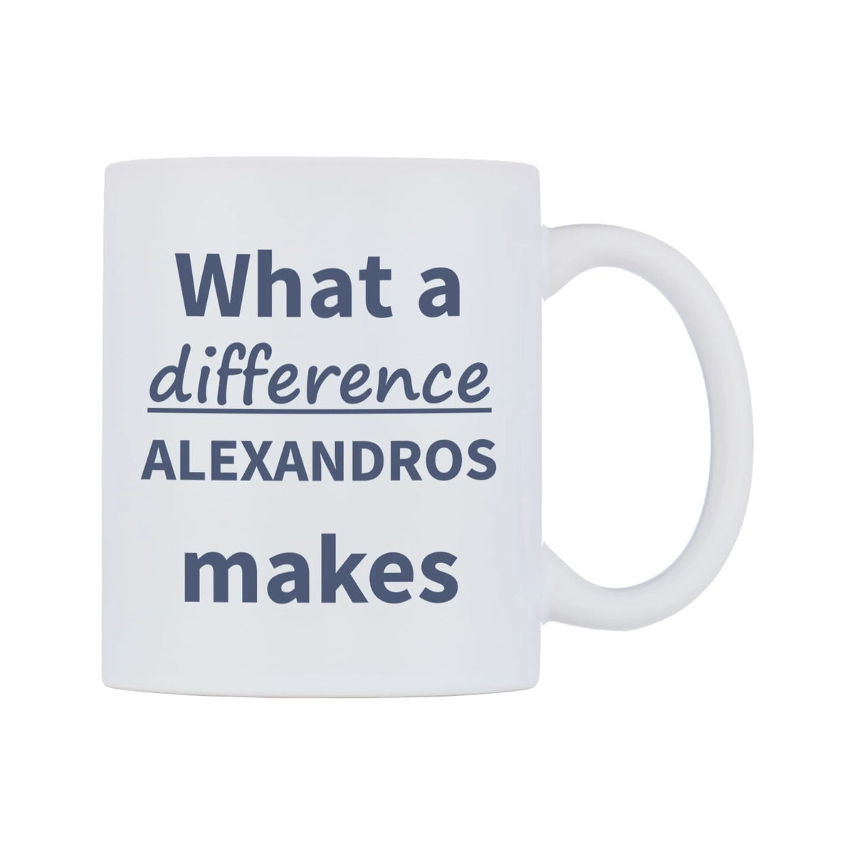 What a difference ALEXANDROS makes Mug — mug, left side, on a white background