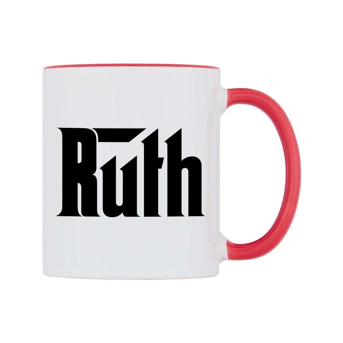 Ruth - Godfather Themed Mug — white 11oz gloss mug with a red inside and handle, left side, on a white background