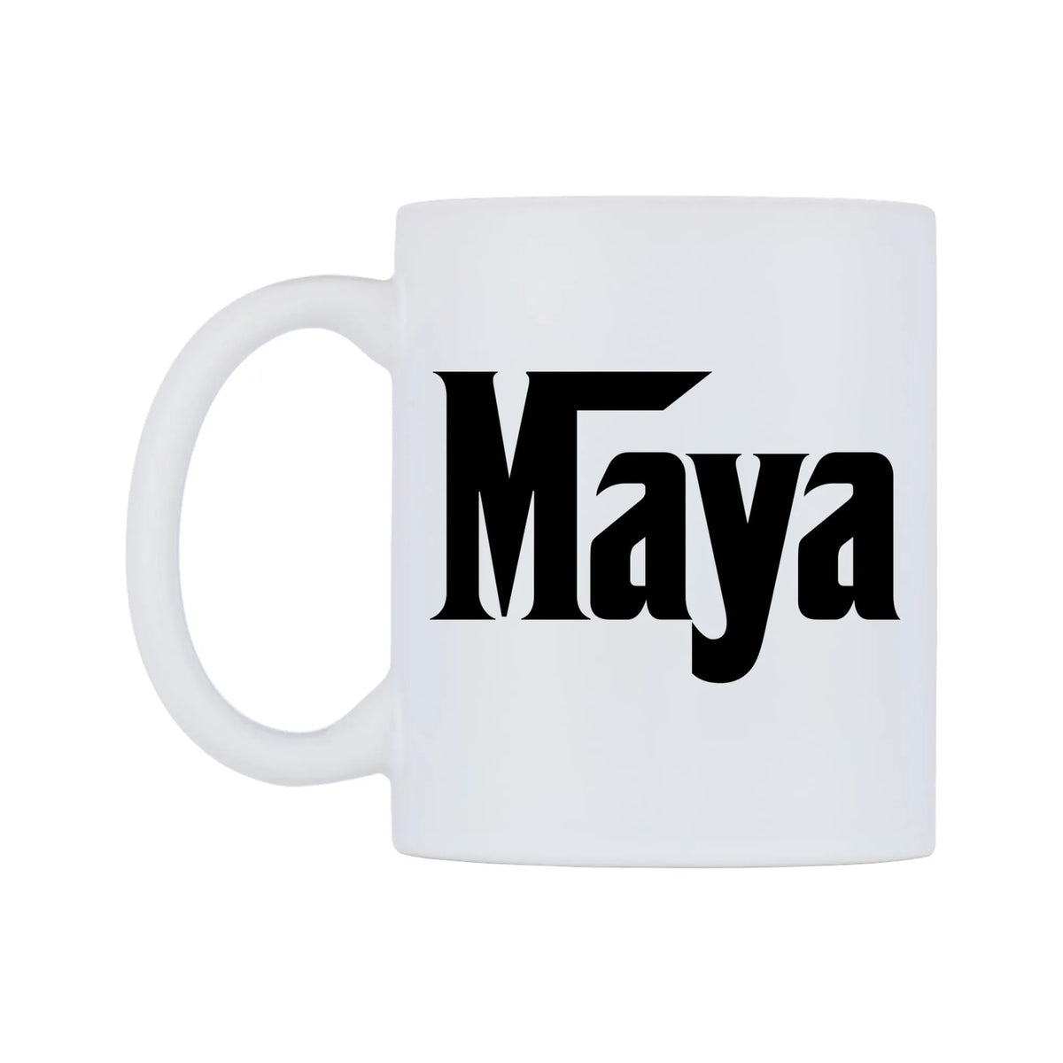 Maya - Godfather Themed Mug — white 11oz gloss mug, right side, on a white background