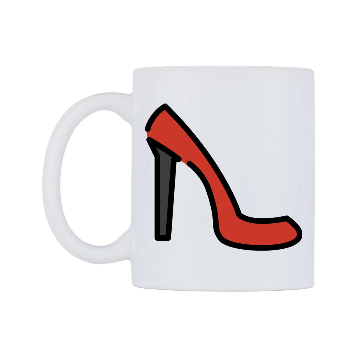 High-Heeled Shoe Emoji Mug — mug, right side, on a white background