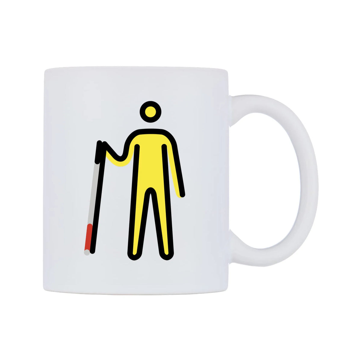Male With Probing Cane Emoji Mug — mug, left side, on a white background