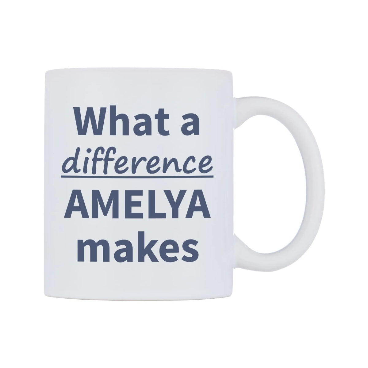 What a difference AMELYA makes Mug — mug, left side, on a white background