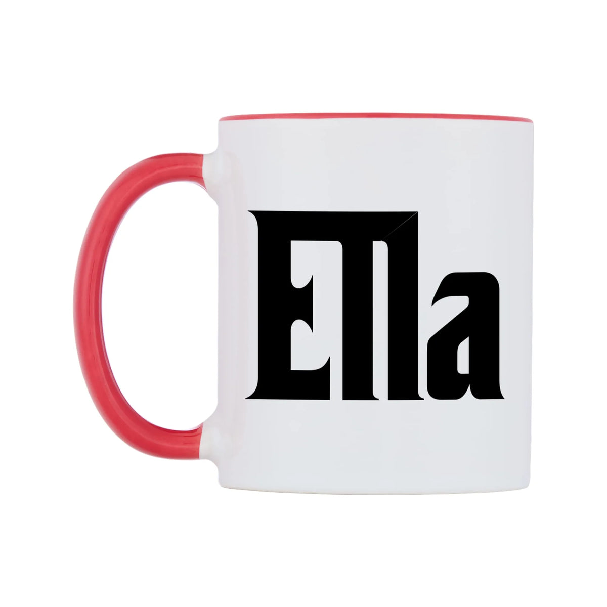 Ella - Godfather Themed Mug — white 11oz gloss mug with a red inside and handle, right side, on a white background