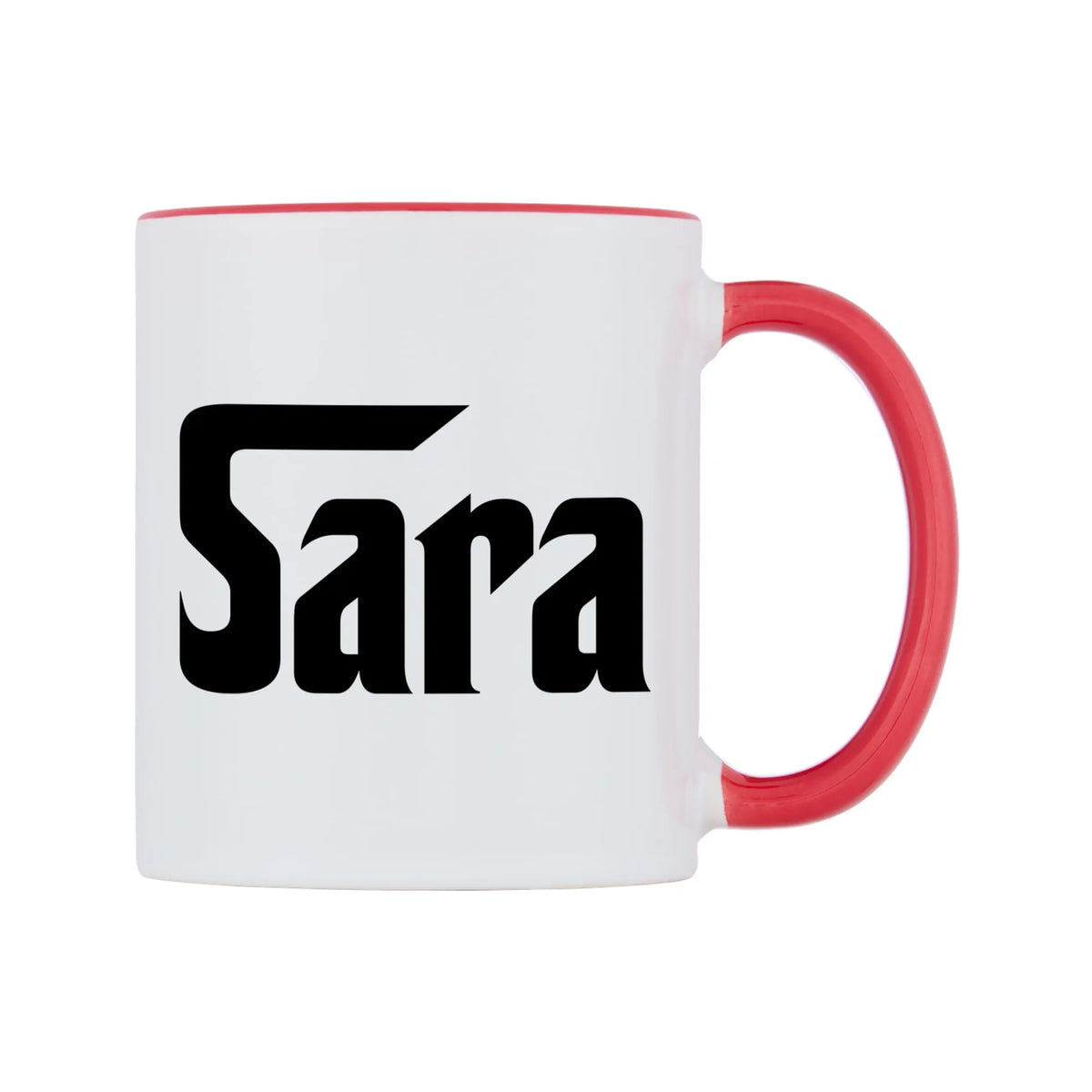 Sara - Godfather Themed Mug — white 11oz gloss mug with a red inside and handle, left side, on a white background