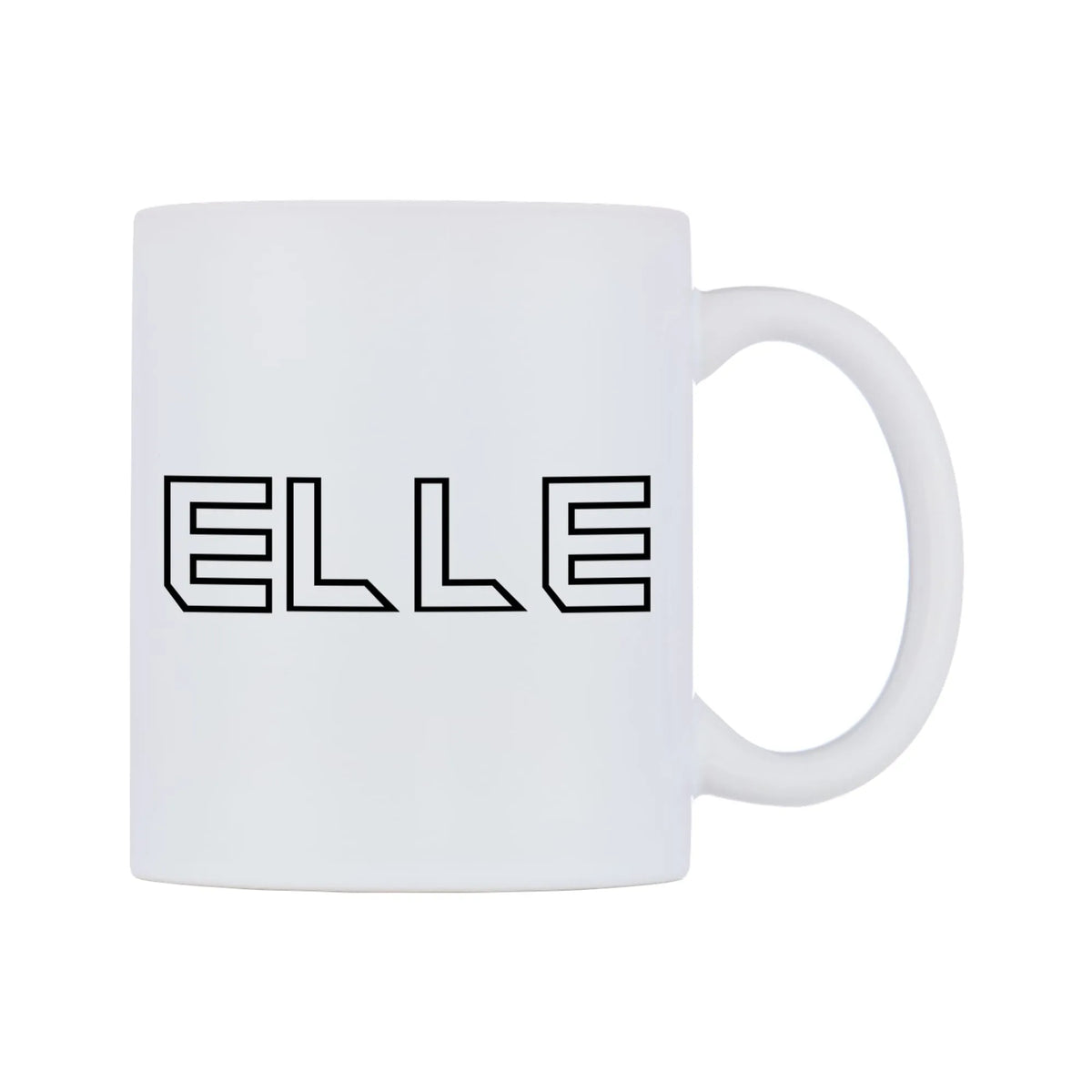 Elle - Iron Maiden Themed Mug — white 11oz gloss mug, left side, on a white background