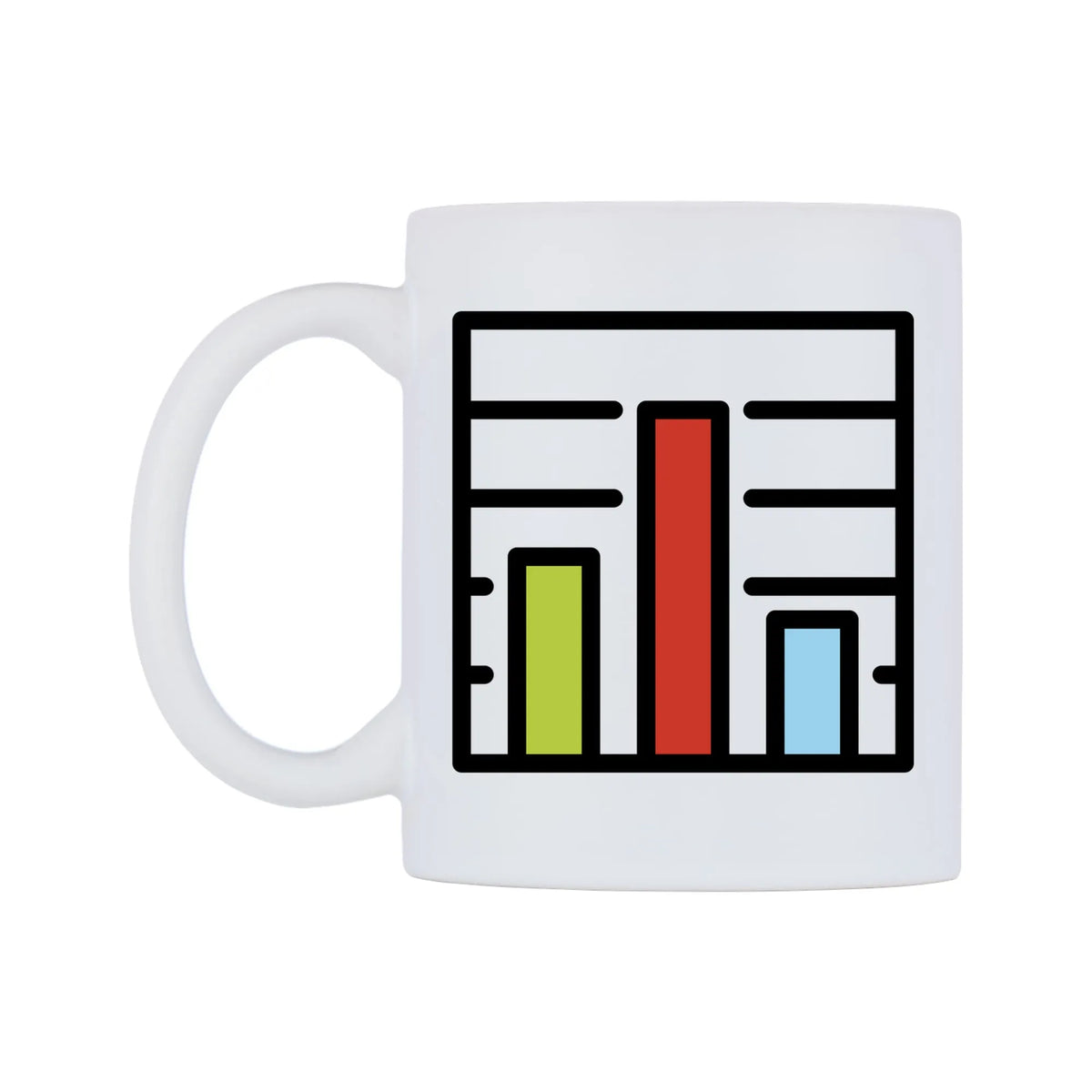 Bar Chart Emoji Mug — mug, right side, on a white background