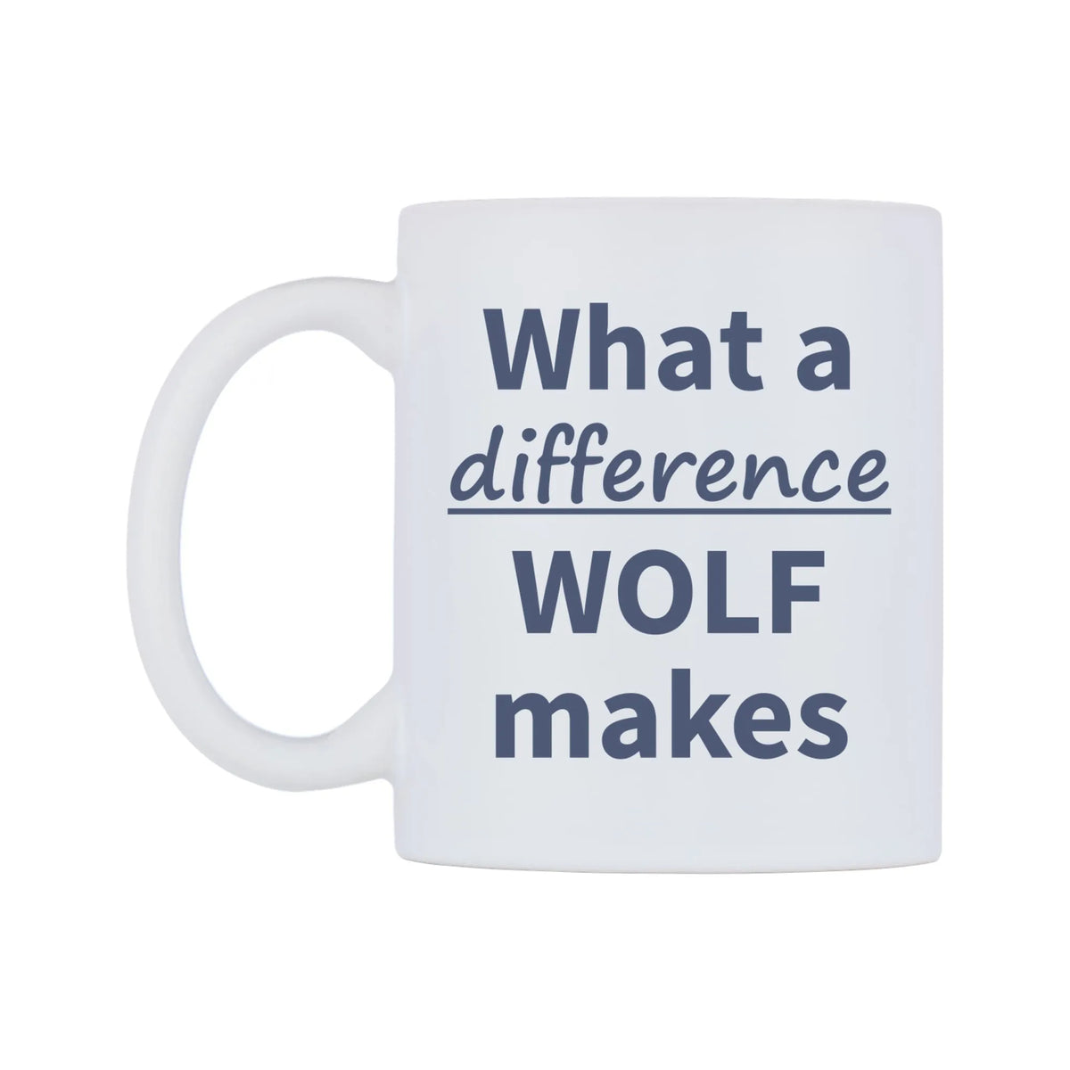 What a difference WOLF makes Mug — mug, right side, on a white background