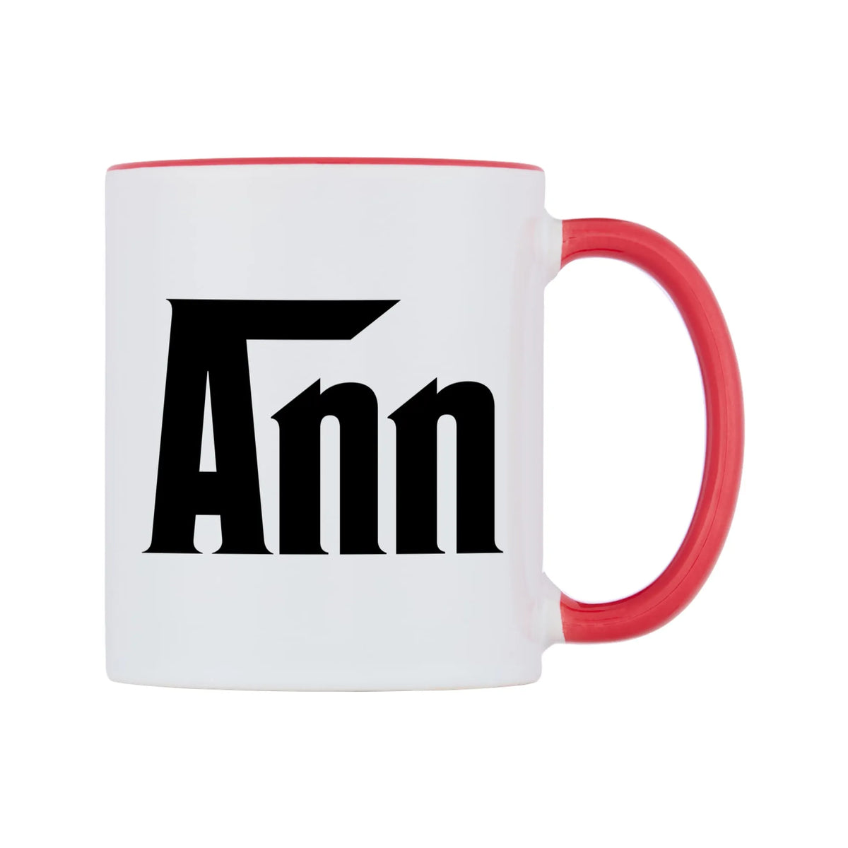 Ann - Godfather Themed Mug — white 11oz gloss mug with a red inside and handle, left side, on a white background