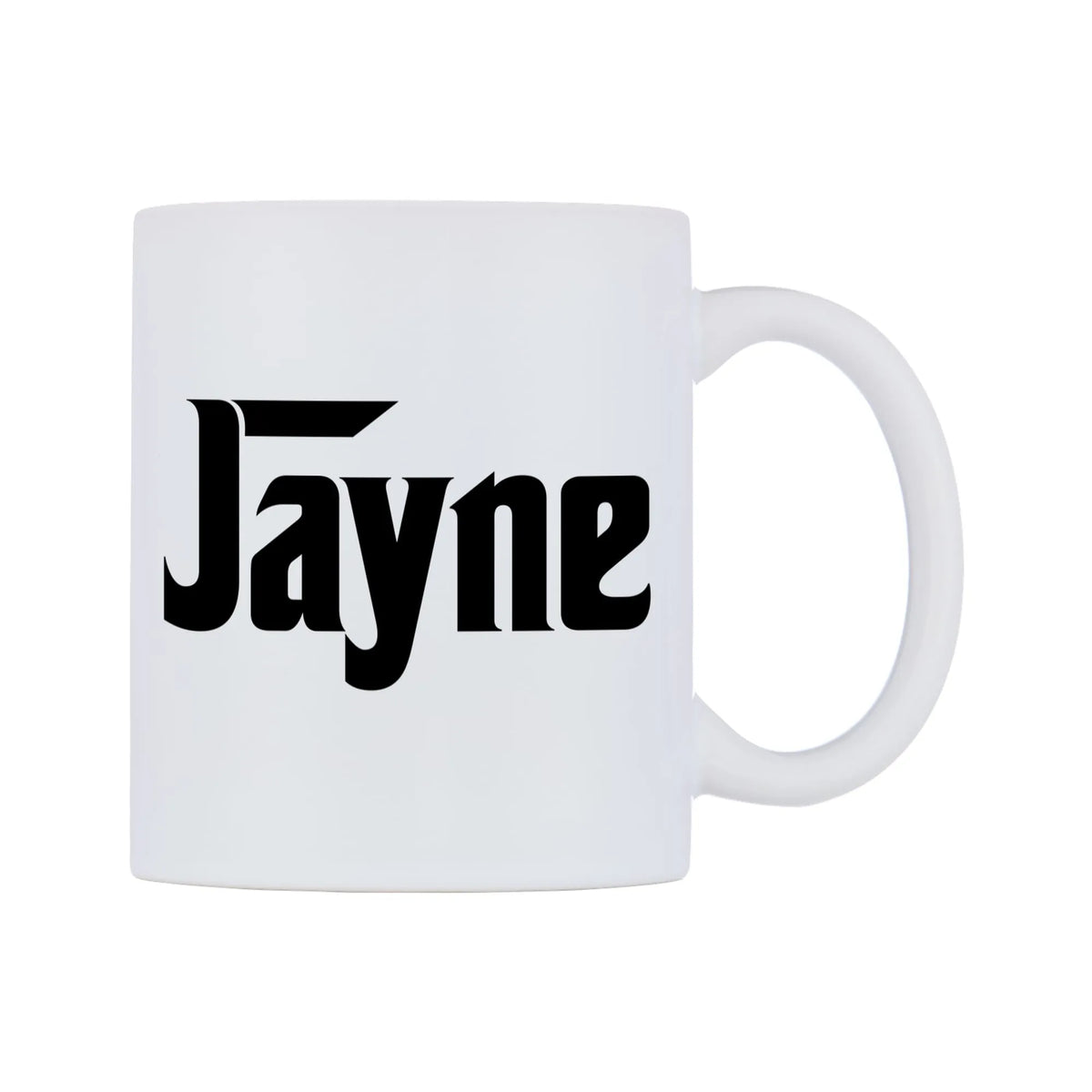 Jayne - Godfather Themed Mug — white 11oz gloss mug, left side, on a white background
