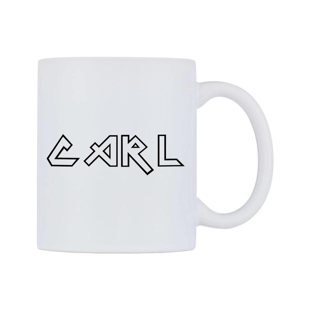 Carl - Iron Maiden Themed Mug — white 11oz gloss mug, left side, on a white background