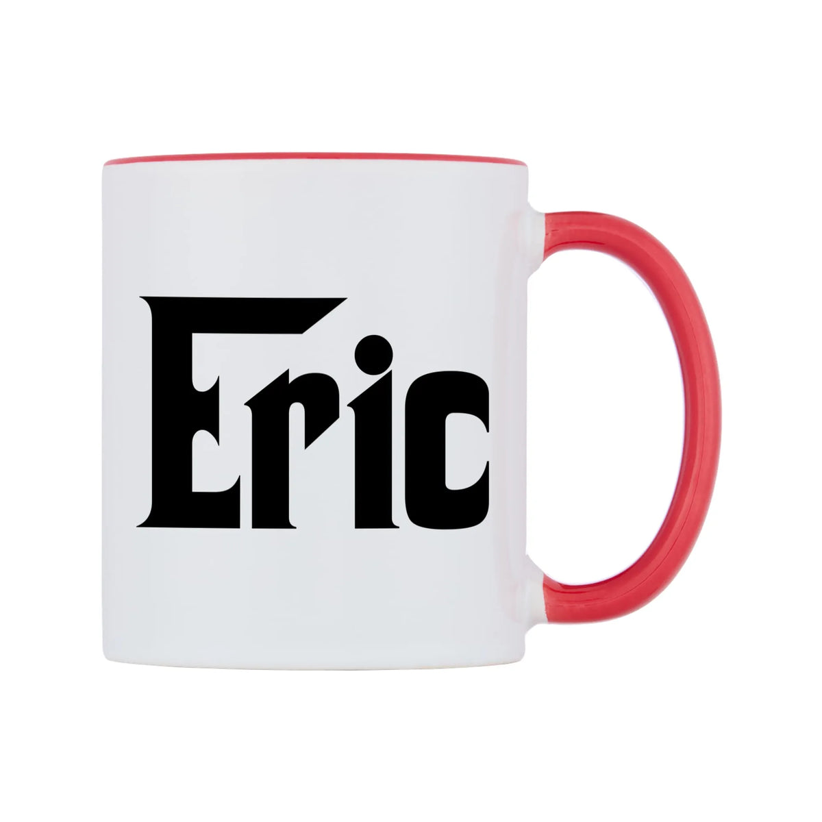 Eric - Godfather Themed Mug — white 11oz gloss mug with a red inside and handle, left side, on a white background
