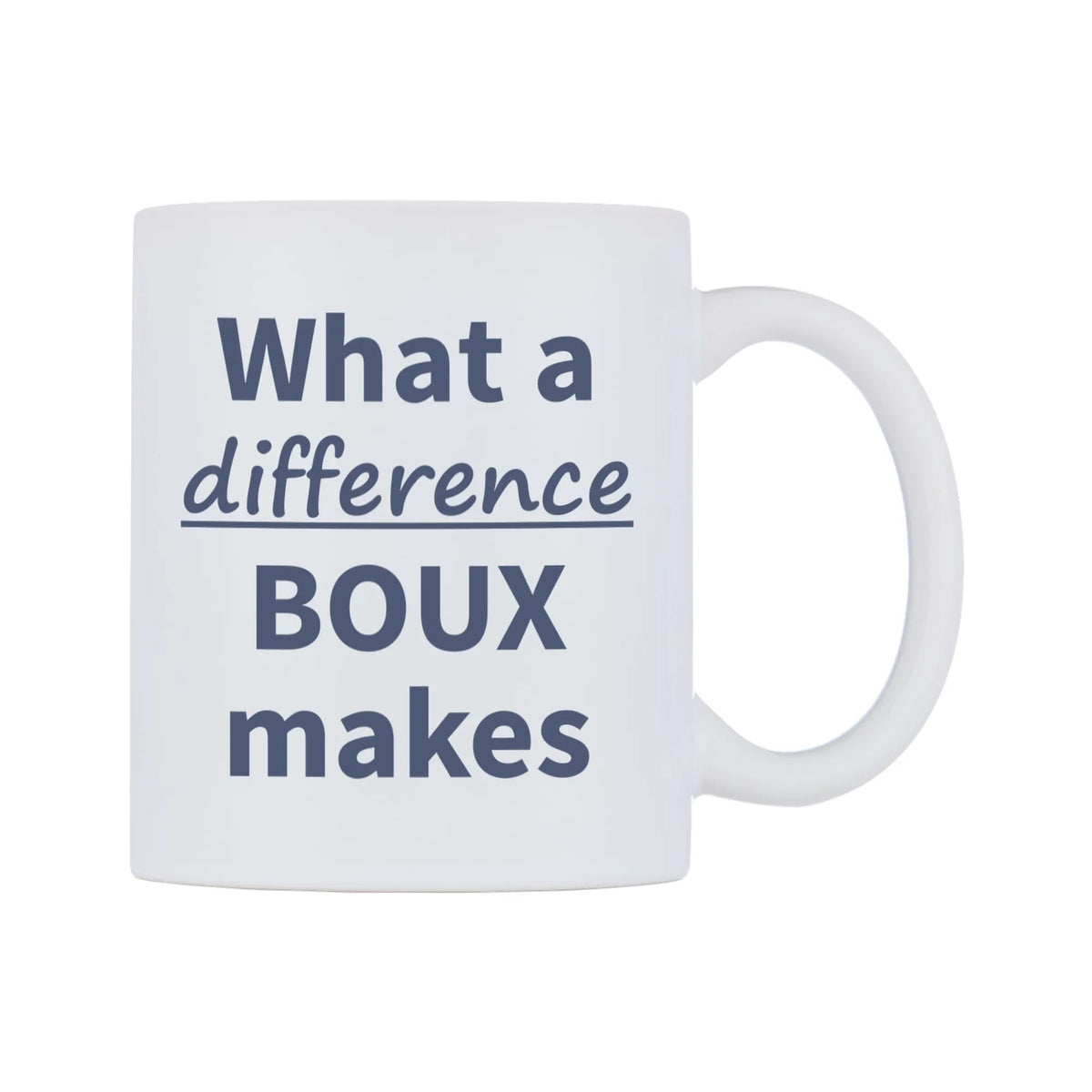 What a difference BOUX makes Mug — mug, left side, on a white background