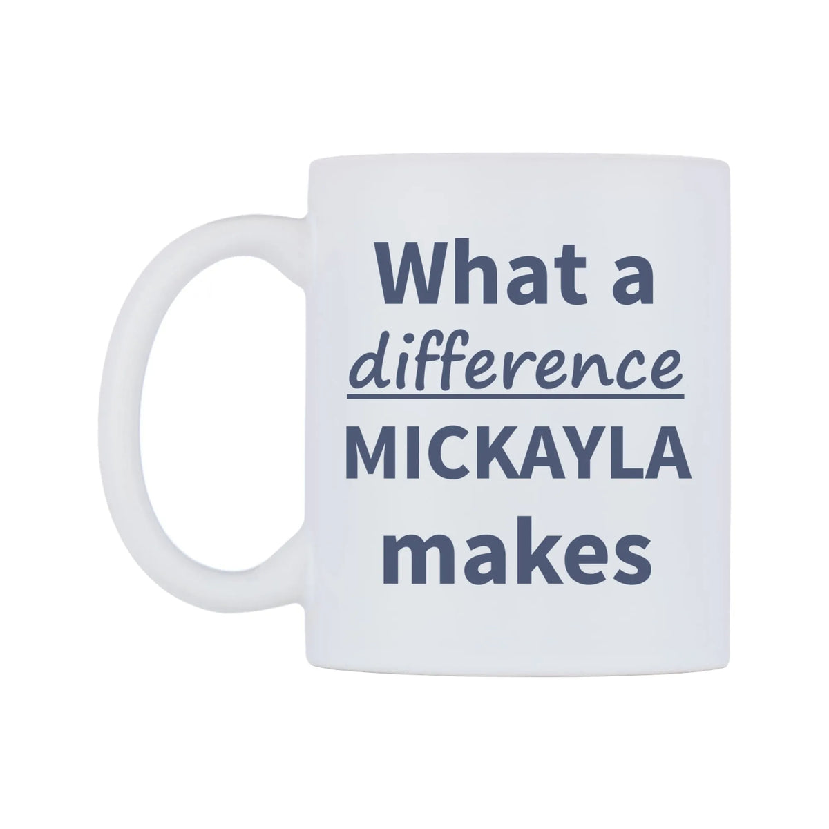 What a difference MICKAYLA makes Mug — mug, right side, on a white background