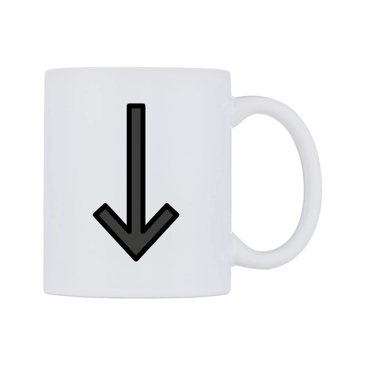 Down Arrow Emoji Mug — mug, left side, on a white background