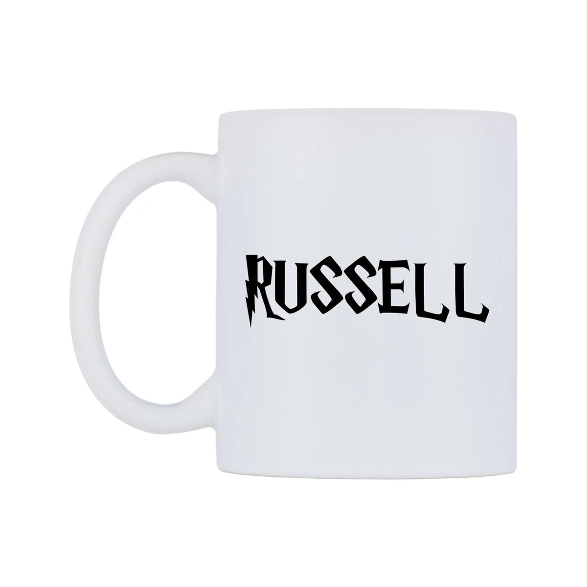 Russell - Wizard Themed Mug — white 11oz gloss mug, right side, on a white background
