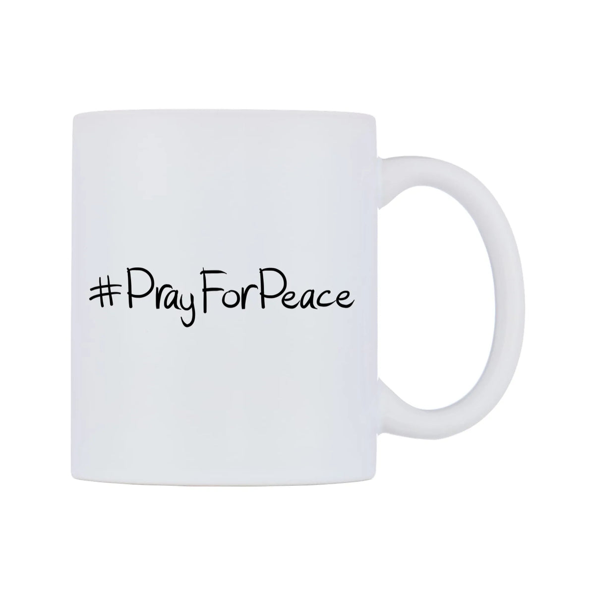 PrayForPeace Mug — mug, left side, on a white background