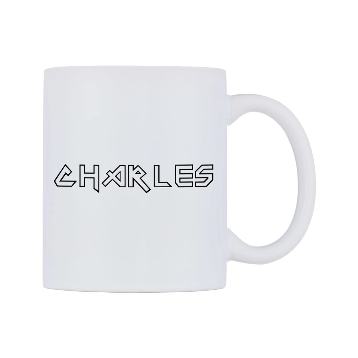 Charles - Iron Maiden Themed Mug — white 11oz gloss mug, left side, on a white background