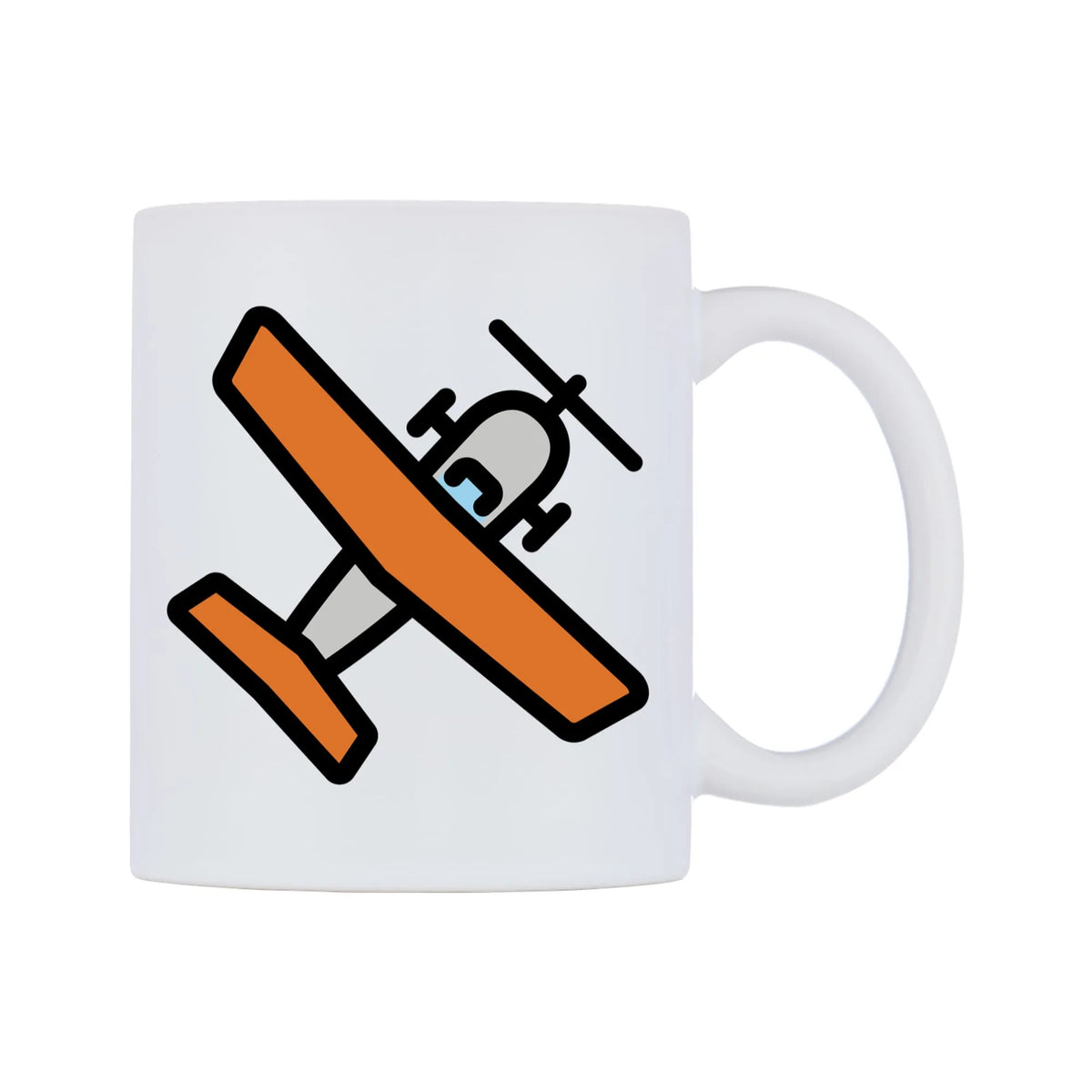 Small Airplane Emoji Mug — mug, left side, on a white background