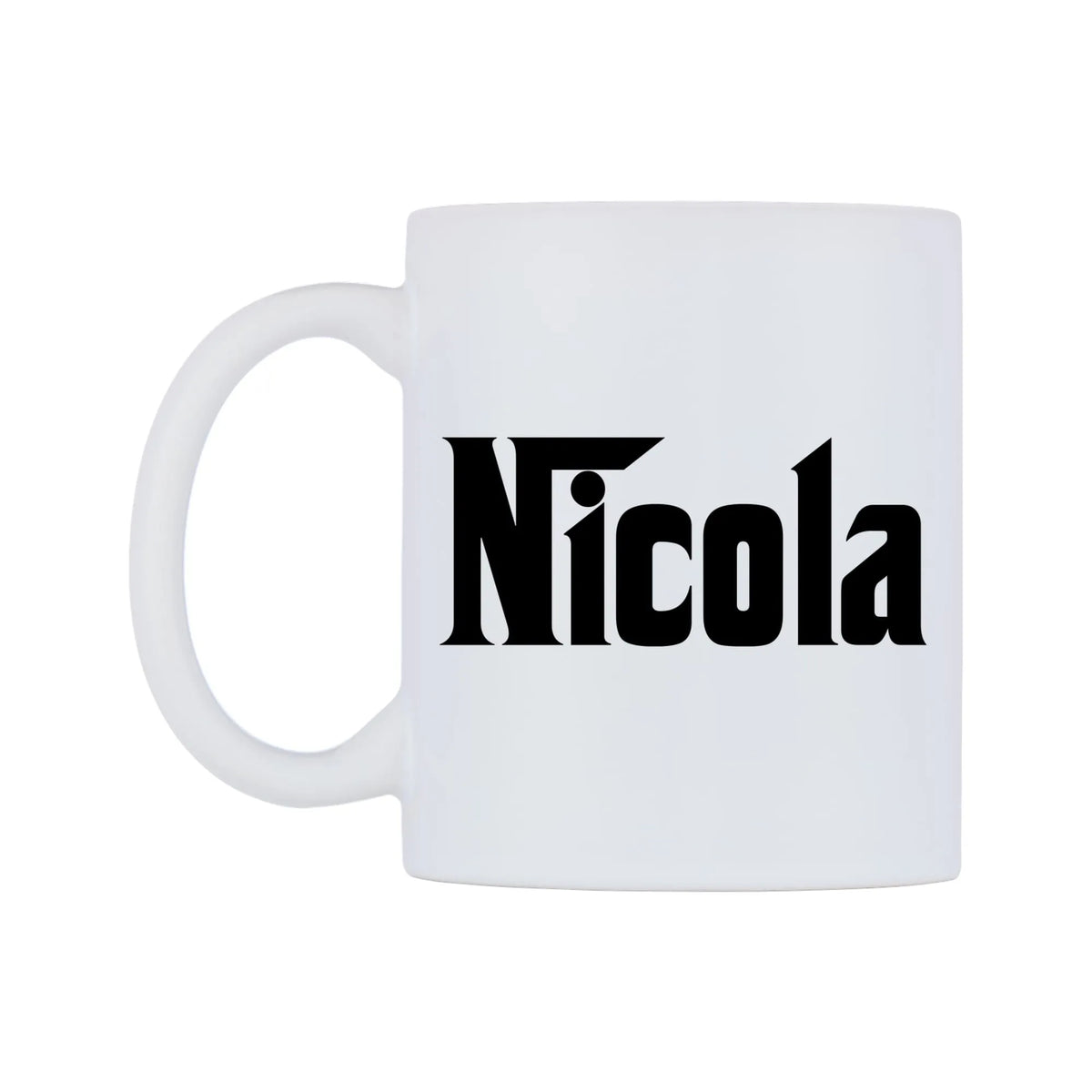 Nicola - Godfather Themed Mug — white 11oz gloss mug, right side, on a white background