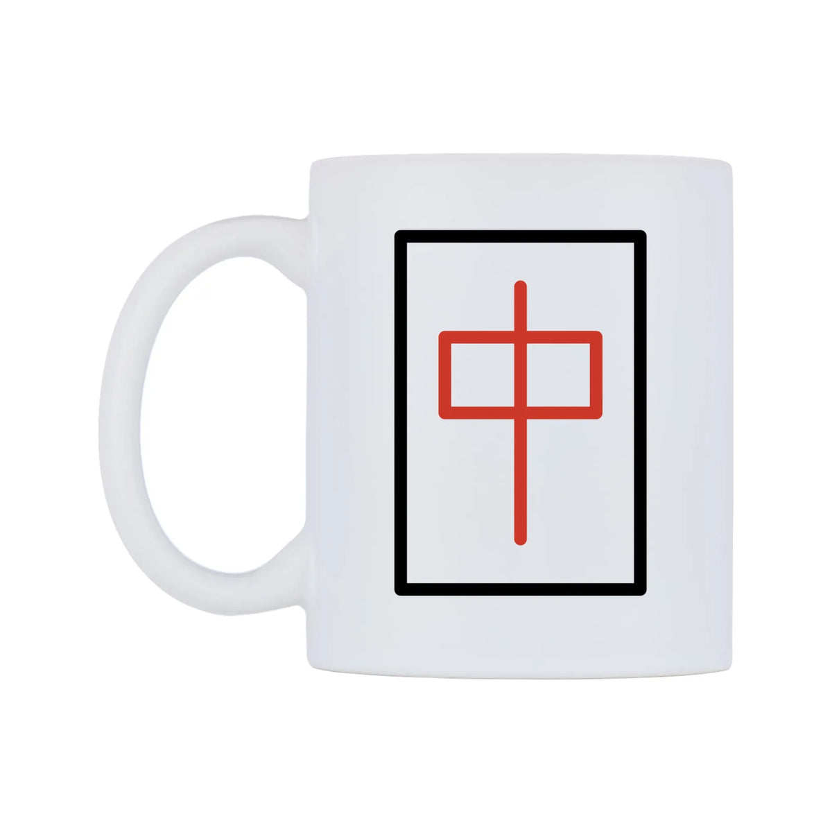 Mahjong Red Dragon Emoji Mug — mug, right side, on a white background