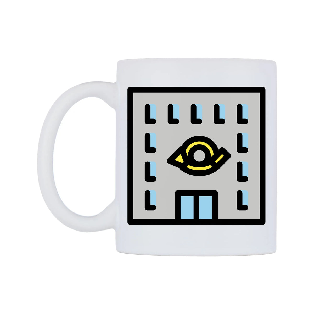 Post Office Emoji Mug — mug, right side, on a white background