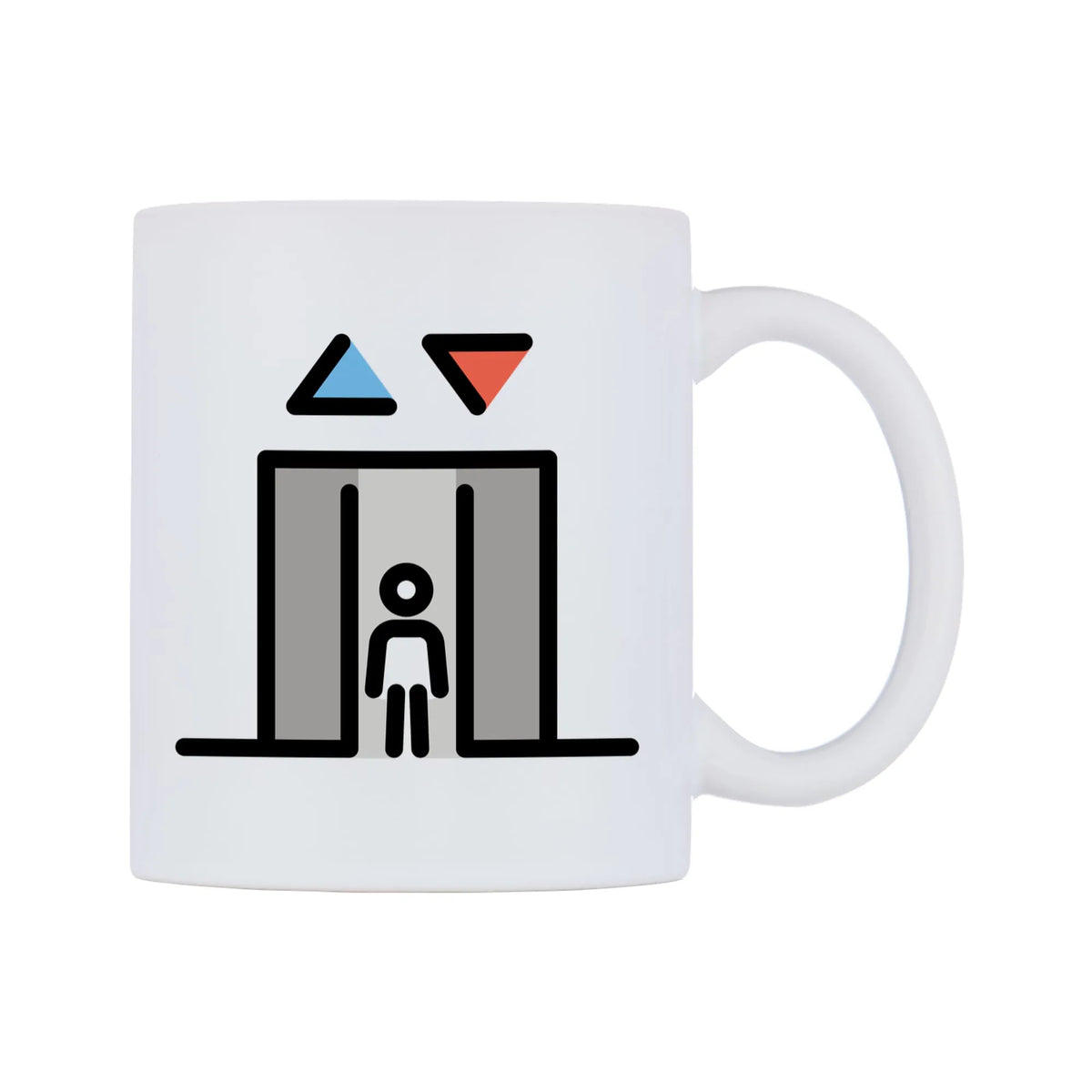 Elevator Emoji Mug — mug, left side, on a white background