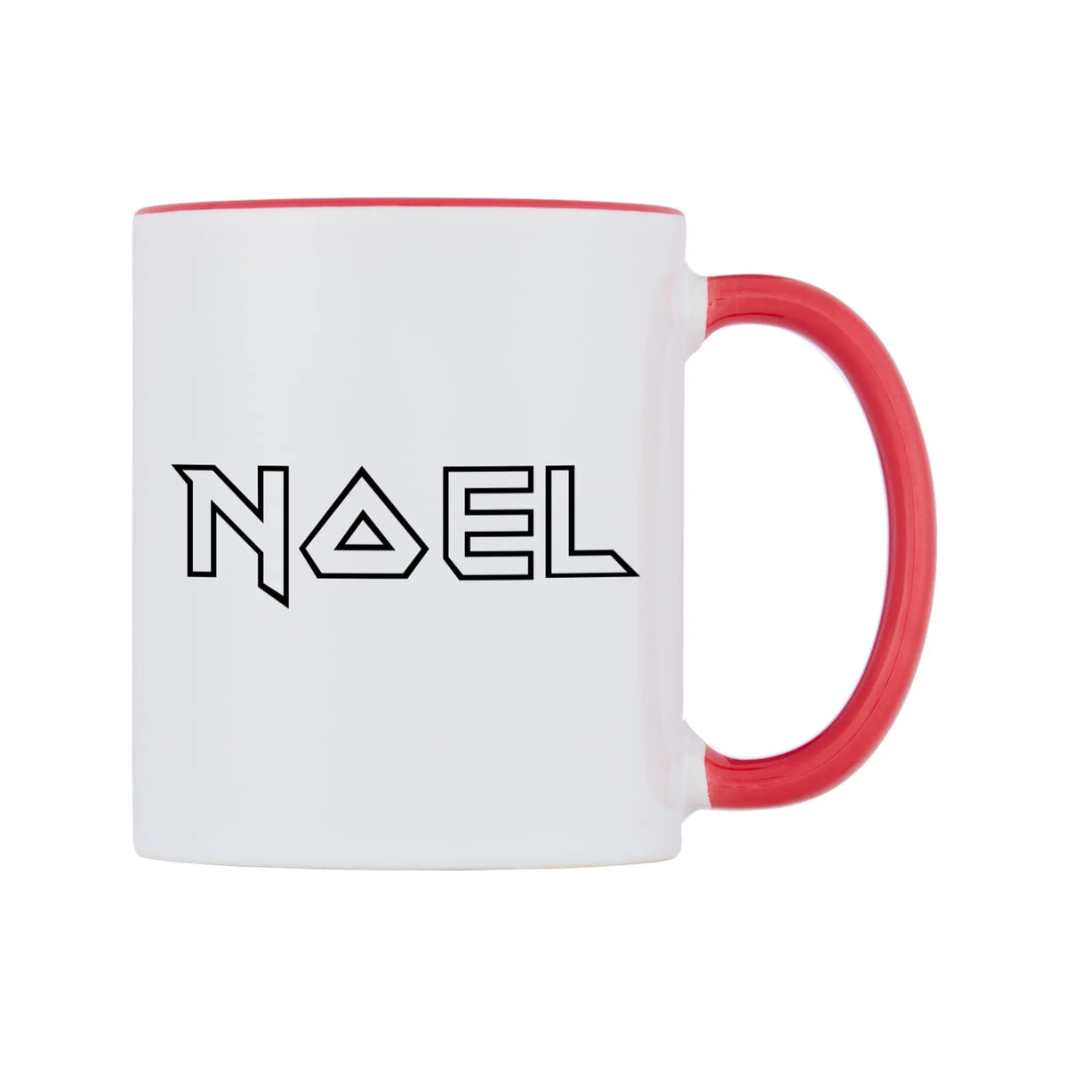 Noel - Iron Maiden Themed Mug — white 11oz gloss mug with a red inside and handle, left side, on a white background